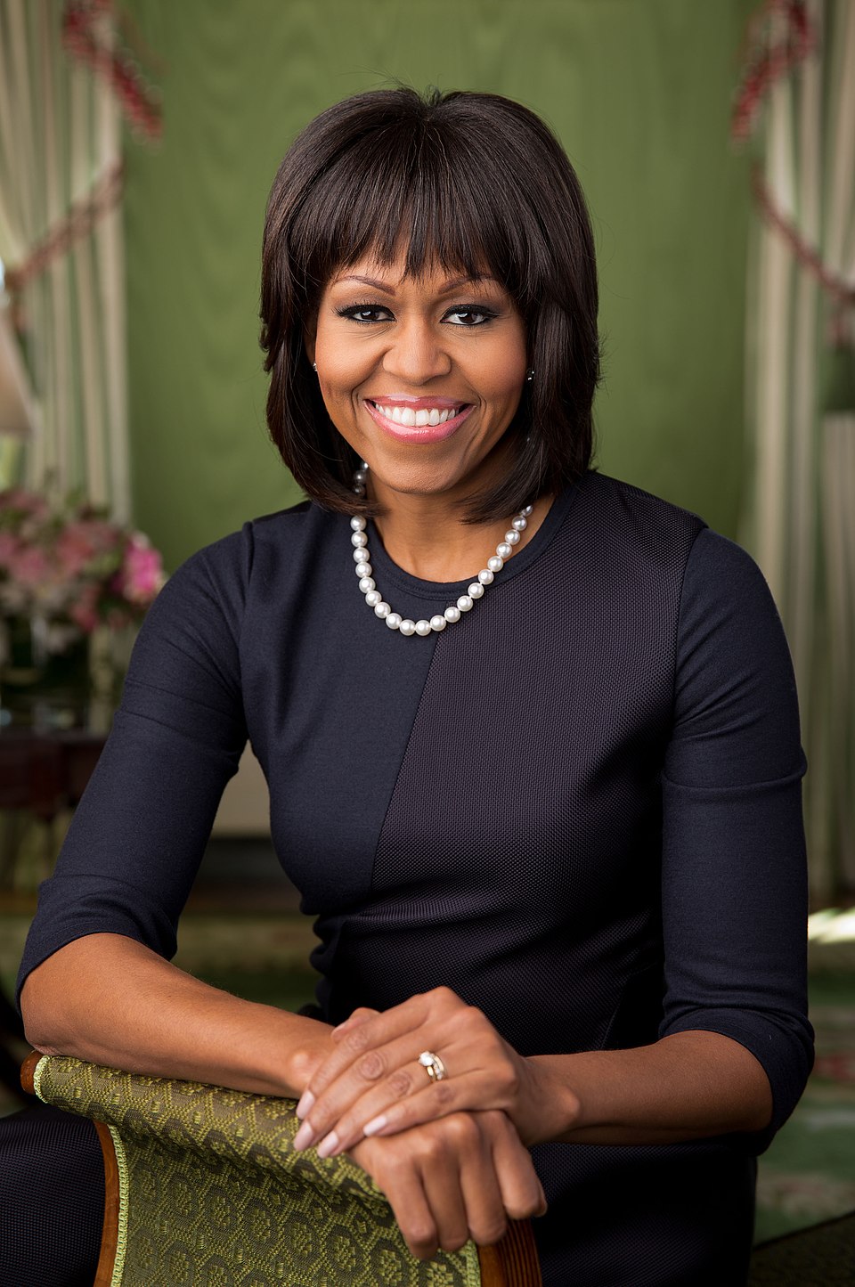 Michelle Obama seated for official portrait